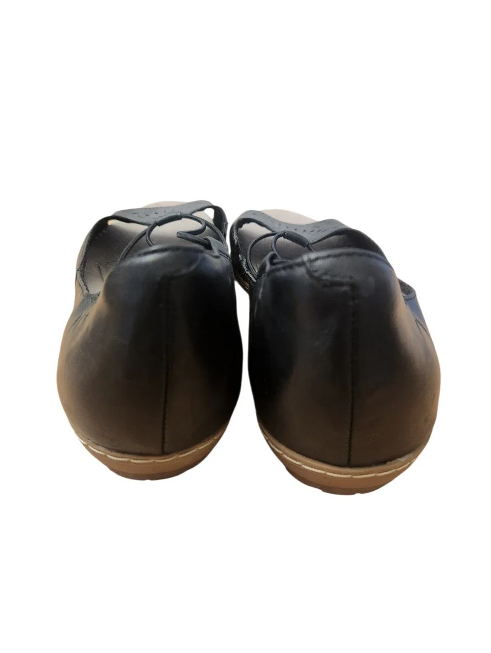 Earth Shoes Black Leather Womens Size 11 M Camellia Nauset Cut Out Open Toe Flat
